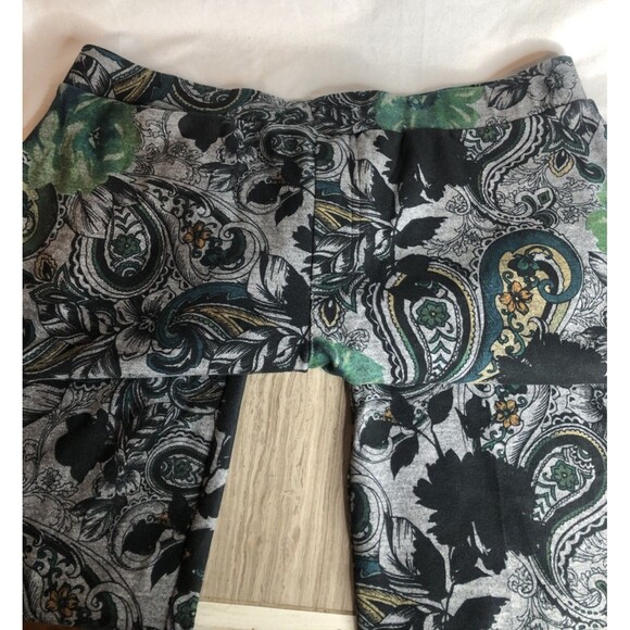 Susan Graver Paisley Brushed Ponte Slim Leg Ankle Pants Jade A557585 - Picture 5 of 9